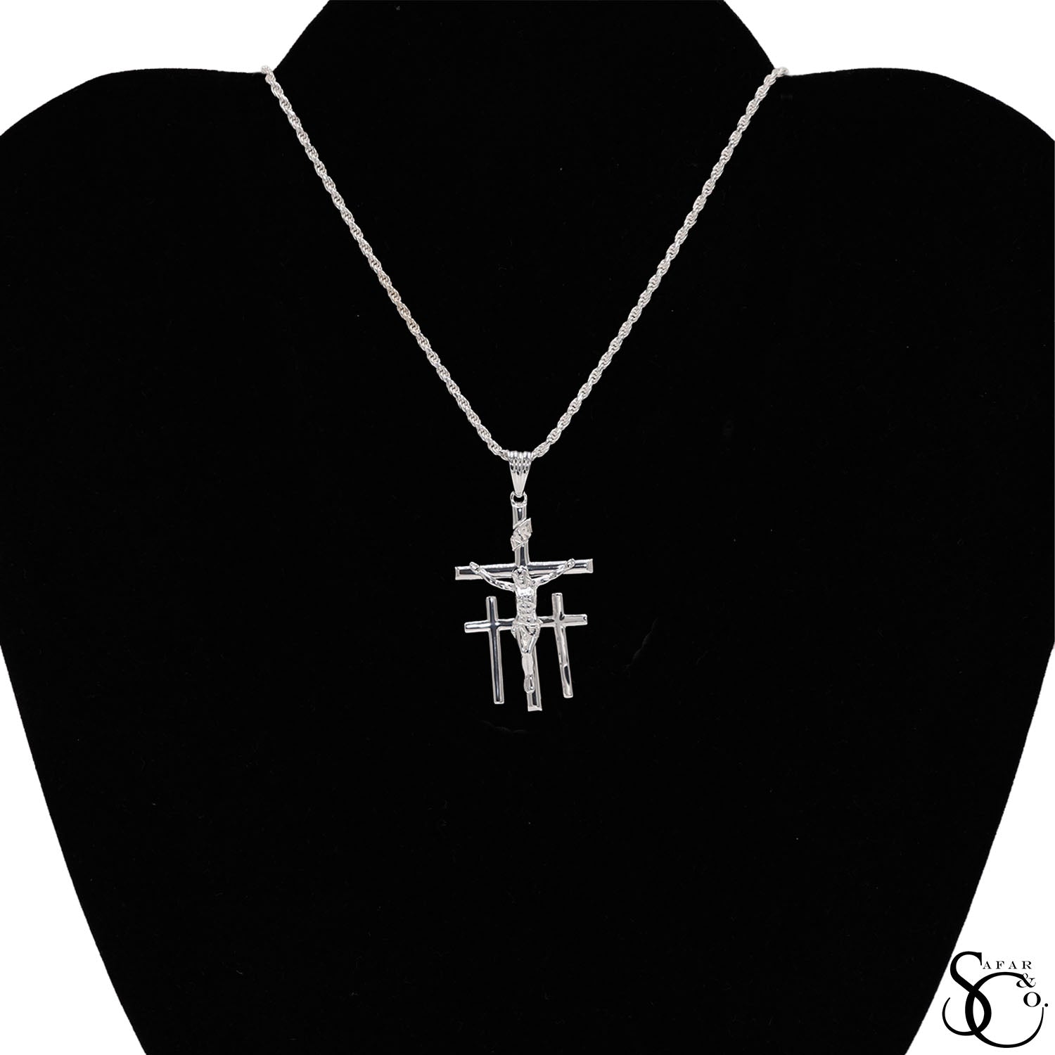 925 Sterling Silver Jesus Cross Crucifix Charm Pendant