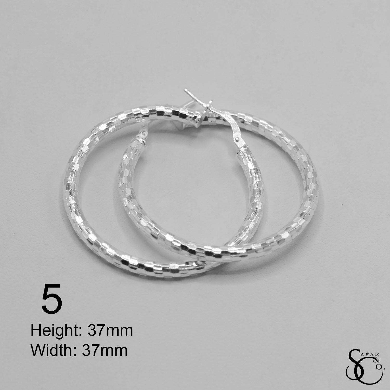 925 Sterling Silver Pave Hinged Hoop Earrings