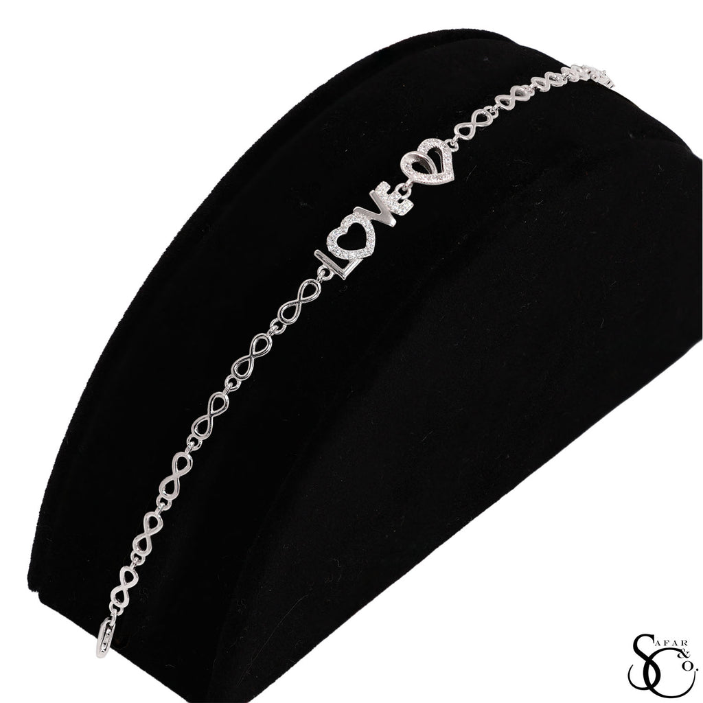 925 Sterling Silver Love Infinity Cubic Zirconia Bracelet
