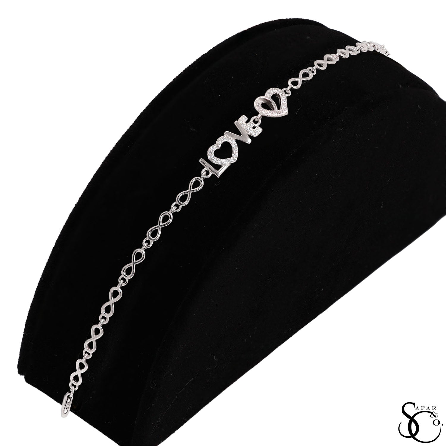 925 Sterling Silver Love Infinity Cubic Zirconia Bracelet