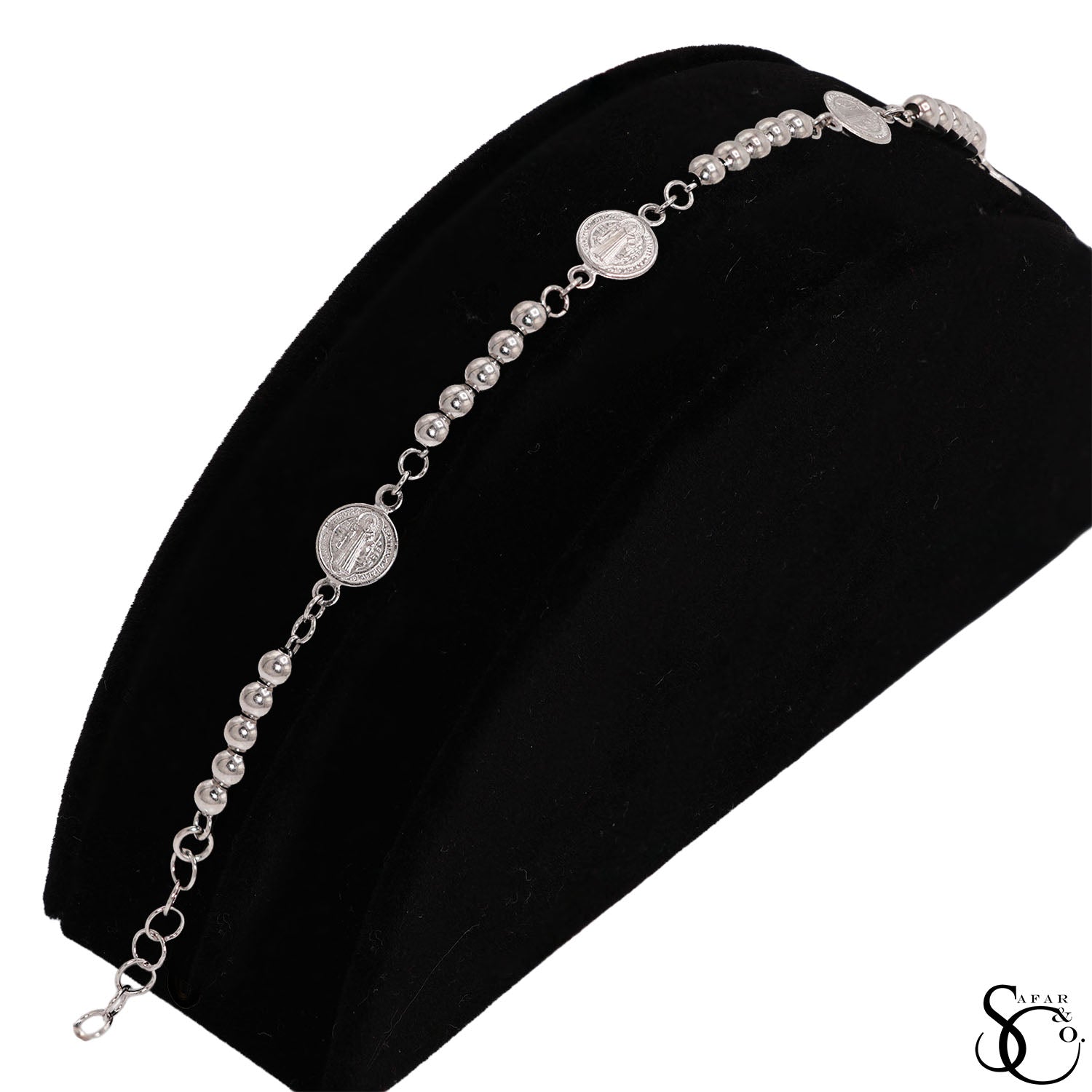 925 Sterling Silver Beaded Saint Jude Charm Bracelet