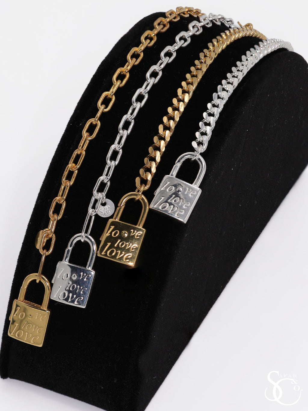 925 Sterling Silver Paperclip Love Lock Charm Bracelet