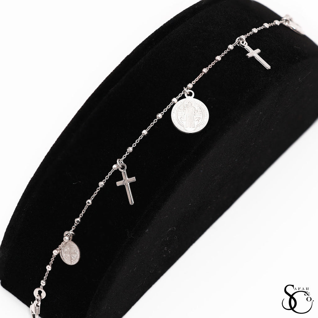 925 Sterling Silver Cross Jesus Crucifix Religious Bracelet