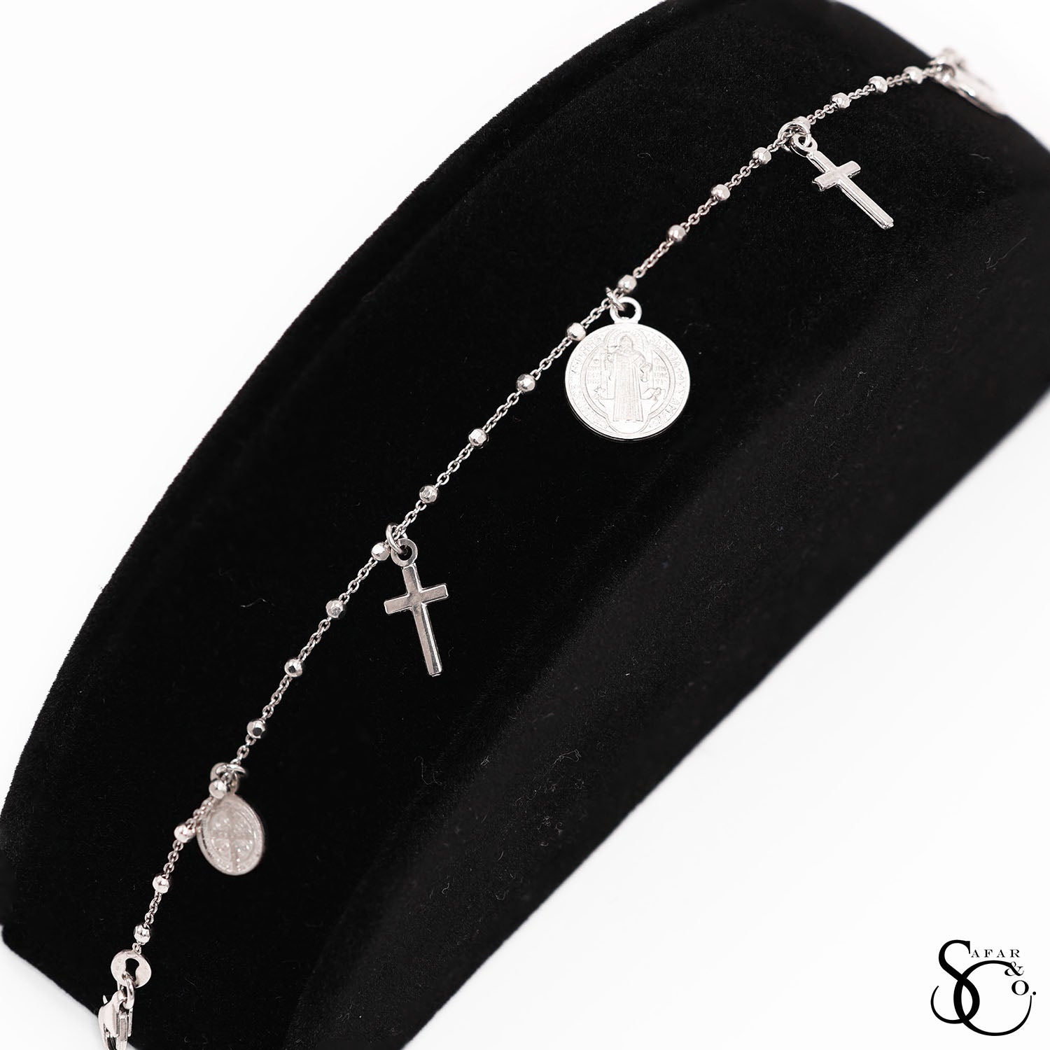 925 Sterling Silver Cross Jesus Crucifix Religious Bracelet