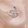 925 Sterling Silver Heart Flower Charm Pendant