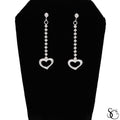 925 Sterling Silver Beaded Heart Dangle Drop Earrings