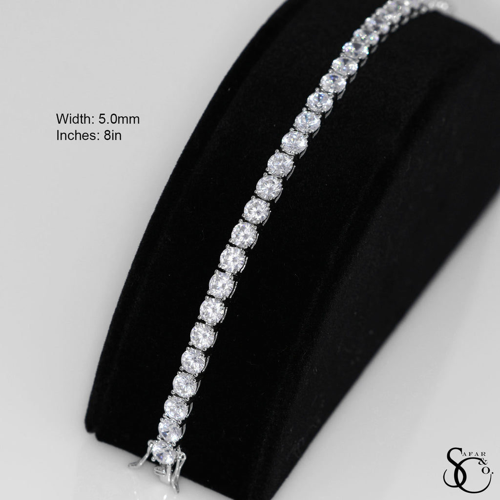 925 Sterling Silver 5.0mm Tennis Necklace 8 Inches