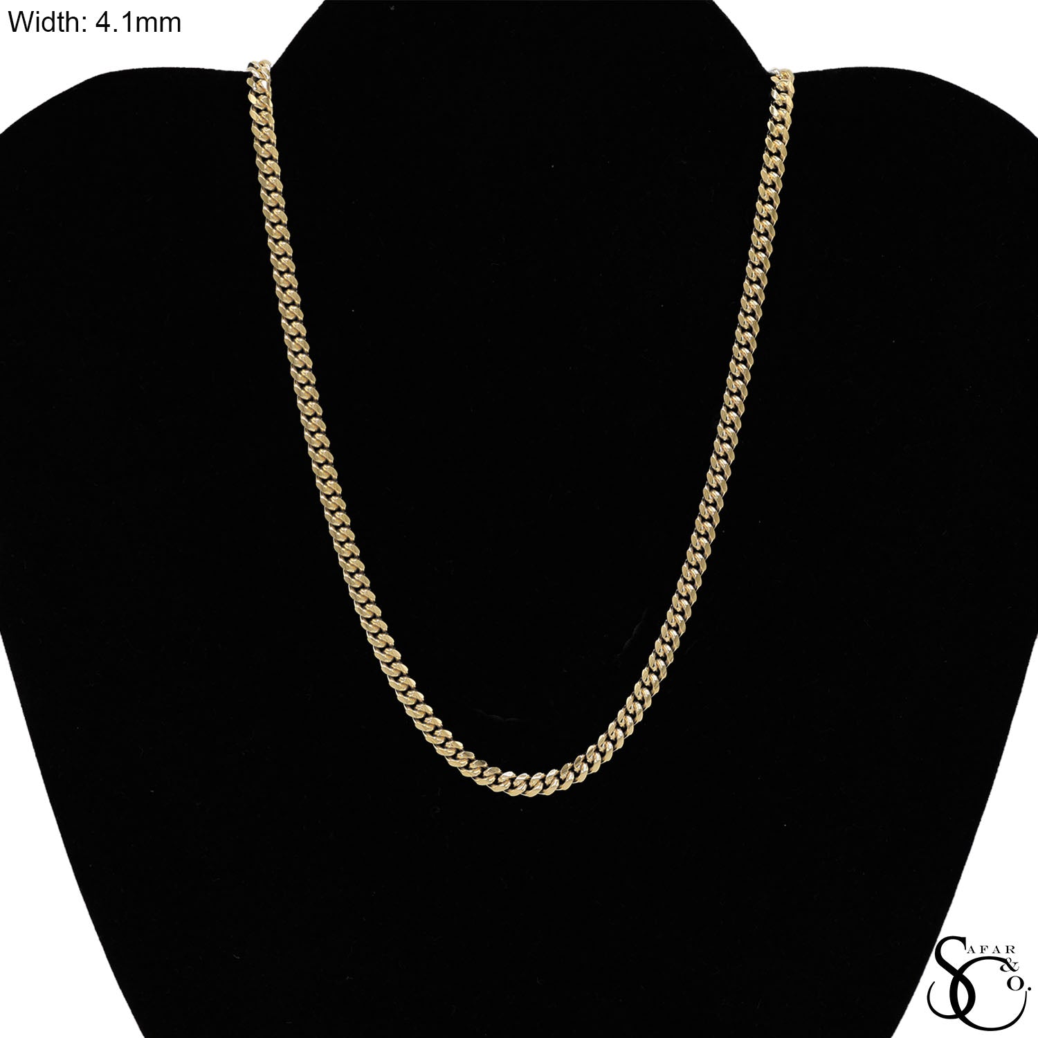 925 Sterling Silver Yellow Gold Plated 4.1mm Miami Cuban Chain