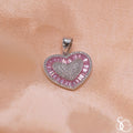 925 Sterling Silver Heart Baguette CZ Charm Pendant