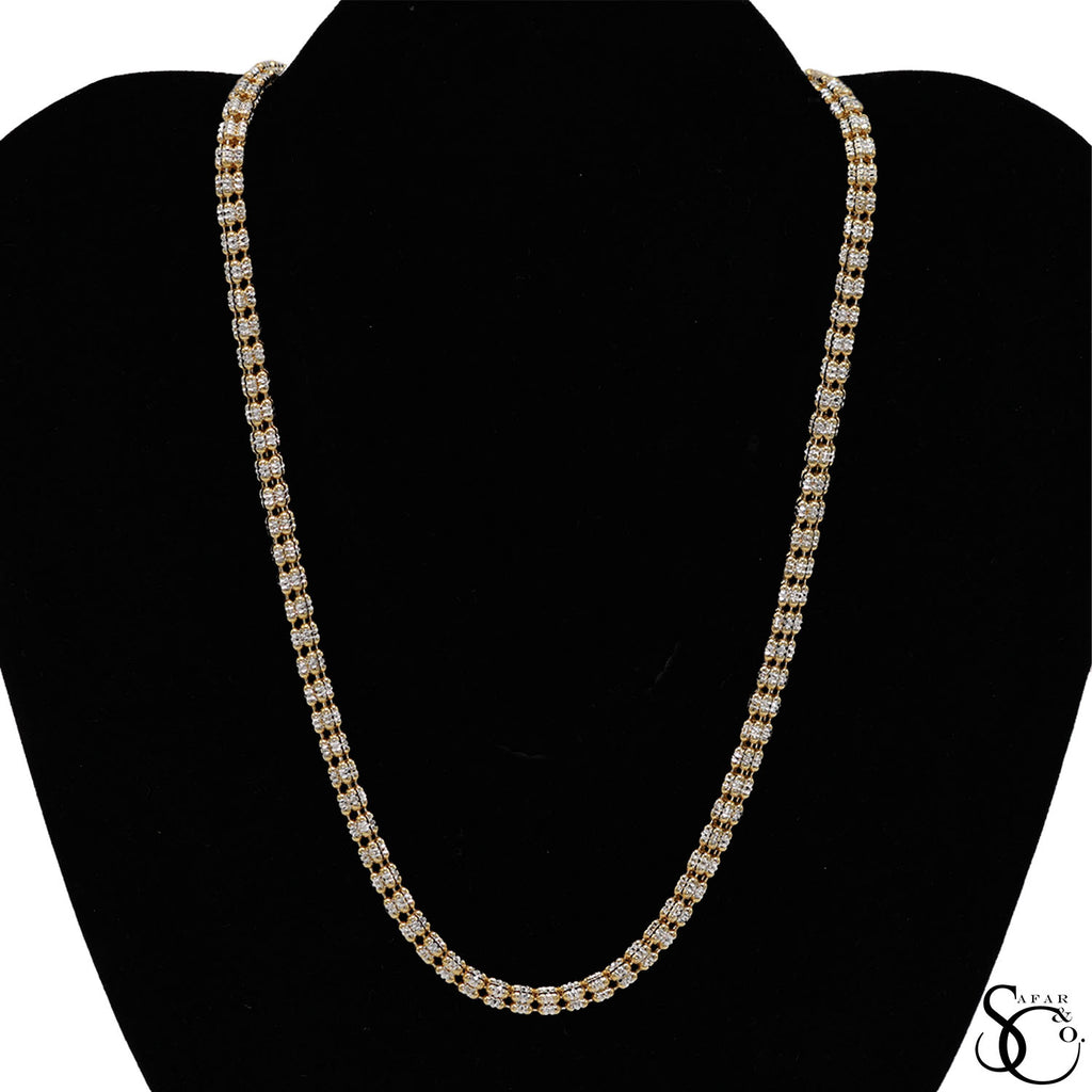 925 Sterling Silver Two Tone Gold Plated 4.5mm 5 Strand Diamond Cut Ice Chain