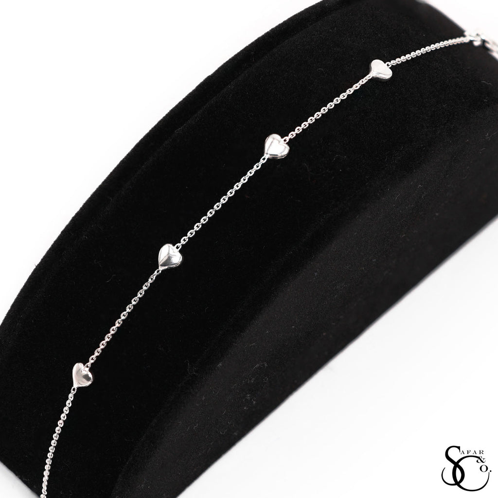 925 Sterling Silver Fancy Heart Bracelet