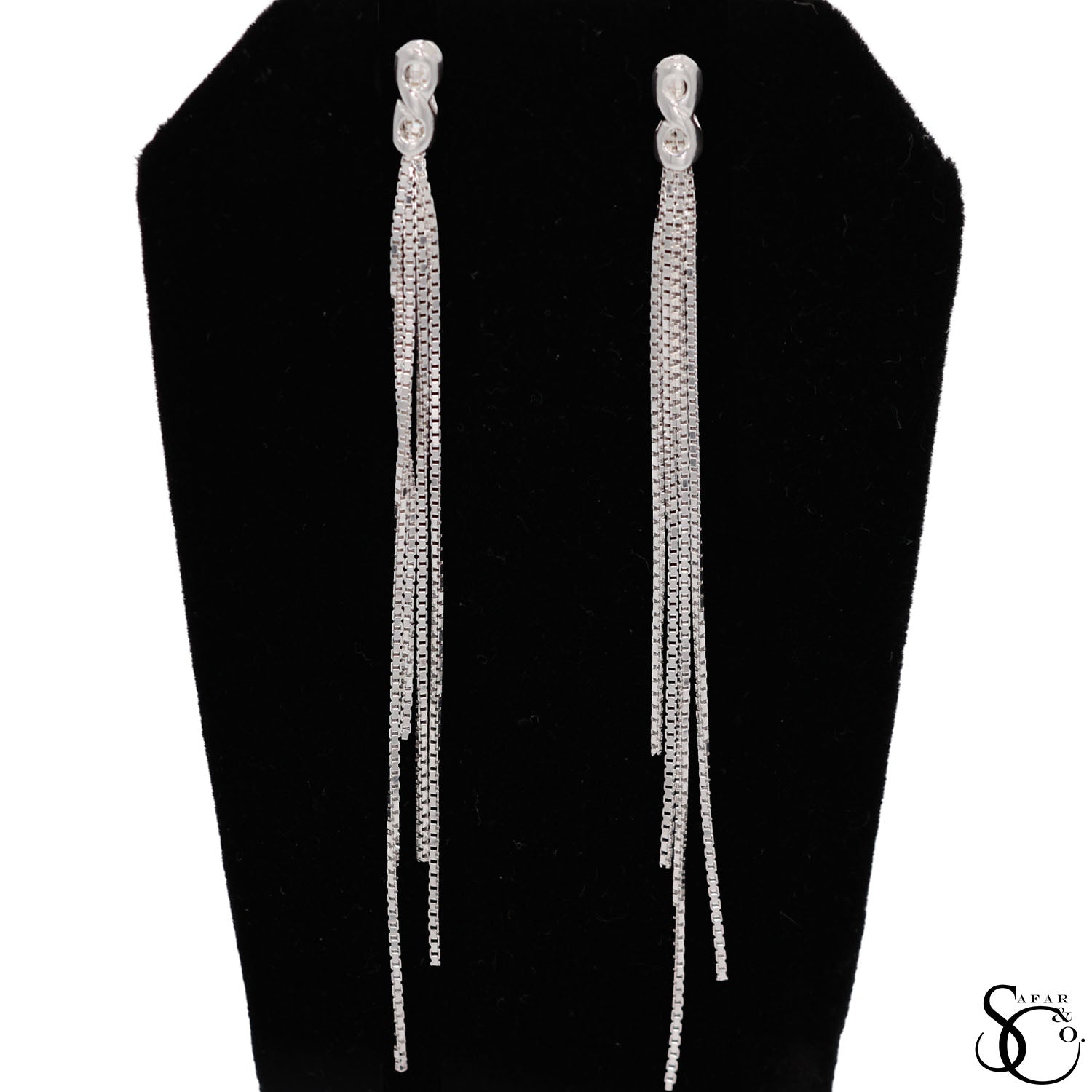 925 Sterling Silver Multi-Strand Box Chain Dangle Drop Earrings