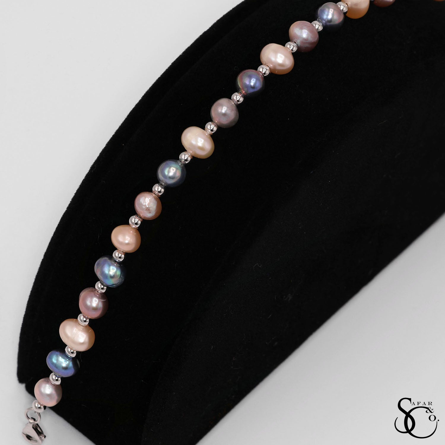 925 Sterling Silver Real Pearl Bracelet