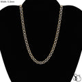 925 Sterling Silver Two Tone Gold Plated 5.3mm Flat Pave Mariner Chain