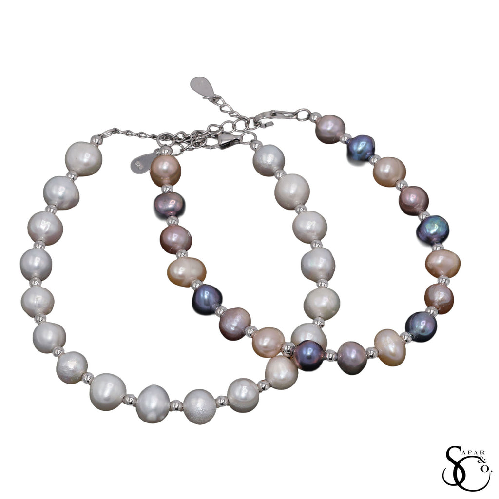 925 Sterling Silver Real Pearl Bracelet