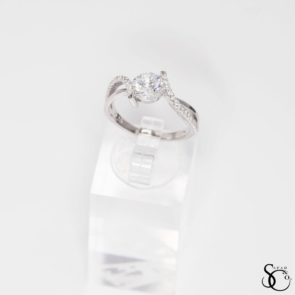 925 Sterling Silver Solitaire Round Ring - #5