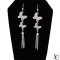 925 Sterling Silver Butterfly Multi-Strand Chain Dangle Drop Earrings