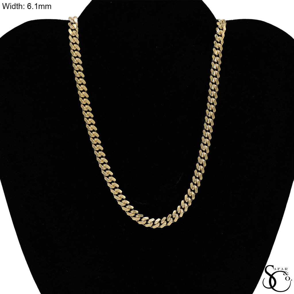 925 Sterling Silver Yellow Gold Plated 6.1mm Miami Cuban Chain