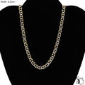 925 Sterling Silver Two Tone Gold Plated 6.2mm Flat Pave Mariner Chain