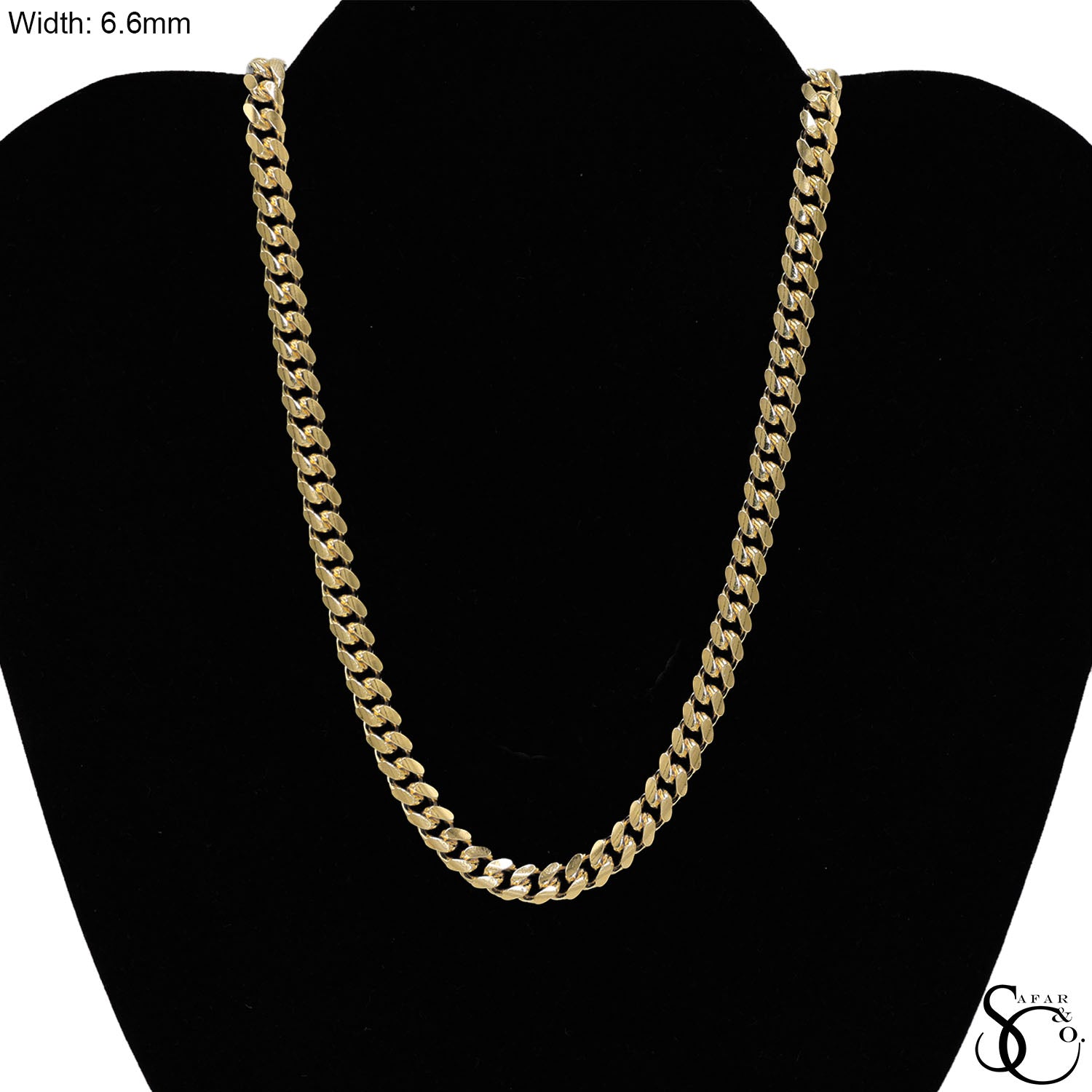 925 Sterling Silver Yellow Gold Plated 6.6mm Miami Cuban Chain