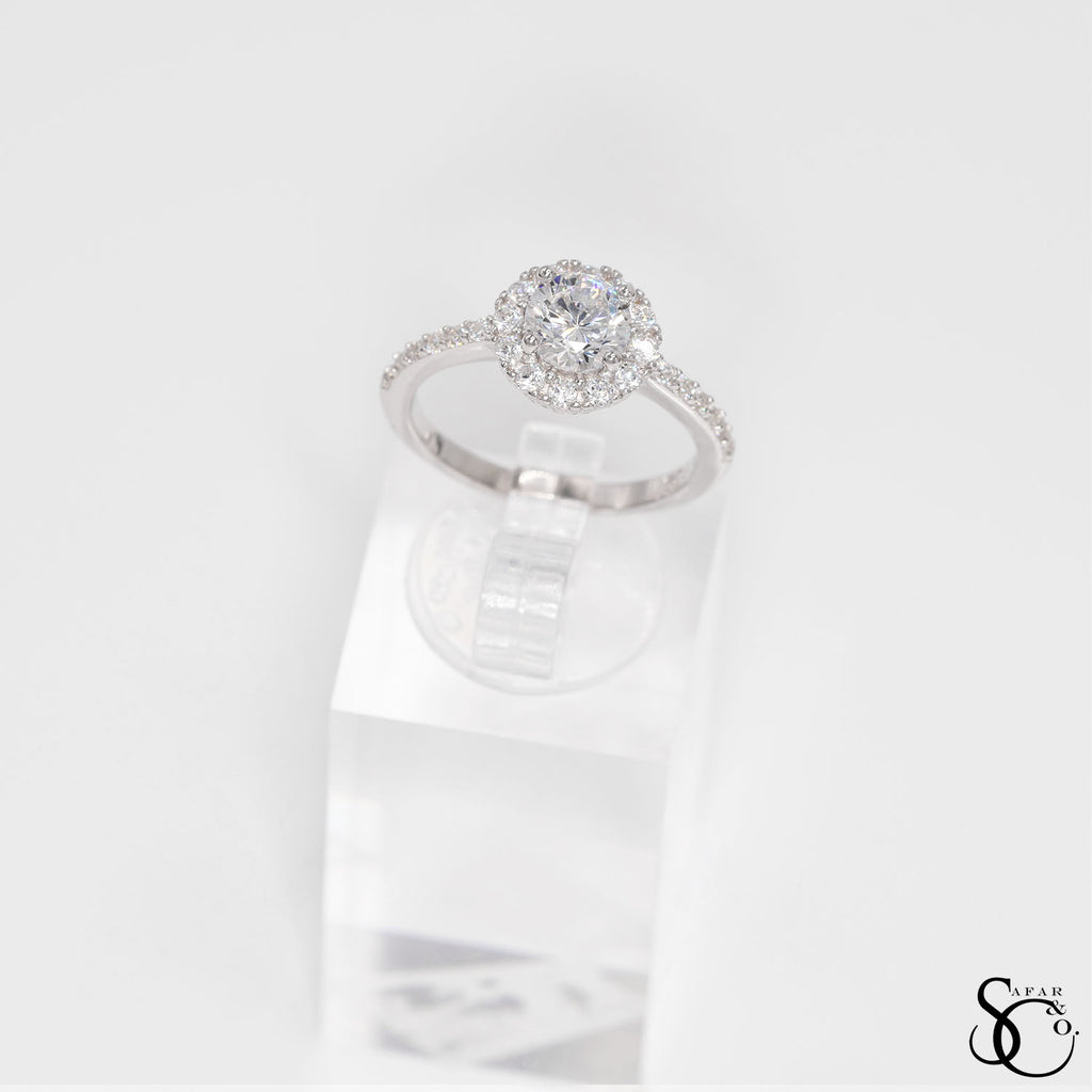 925 Sterling Silver Solitaire Round Ring - #7