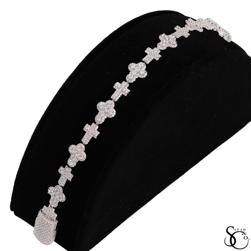 925 Sterling Silver Cross Jesus Crucifix Religious Bracelet