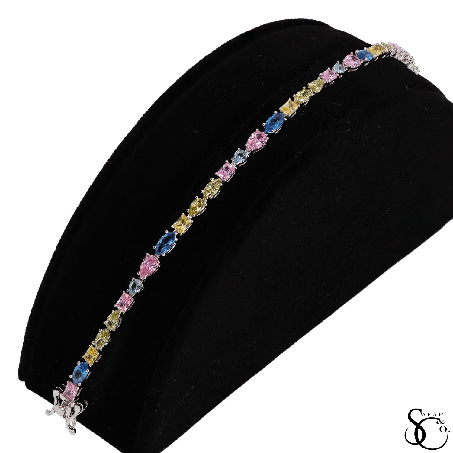 925 Sterling Silver Fancy Gemstone Bracelet