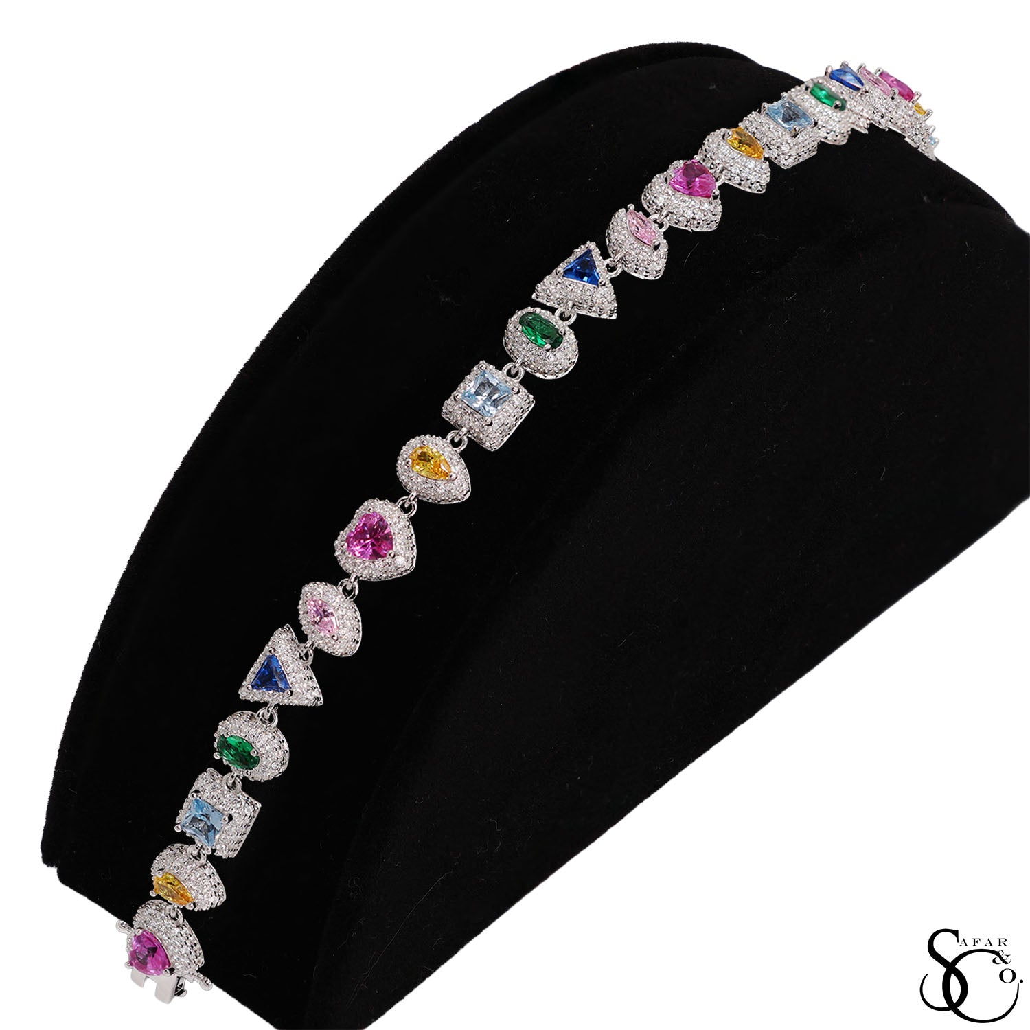 925 Sterling Silver Fancy Gemstone Bracelet