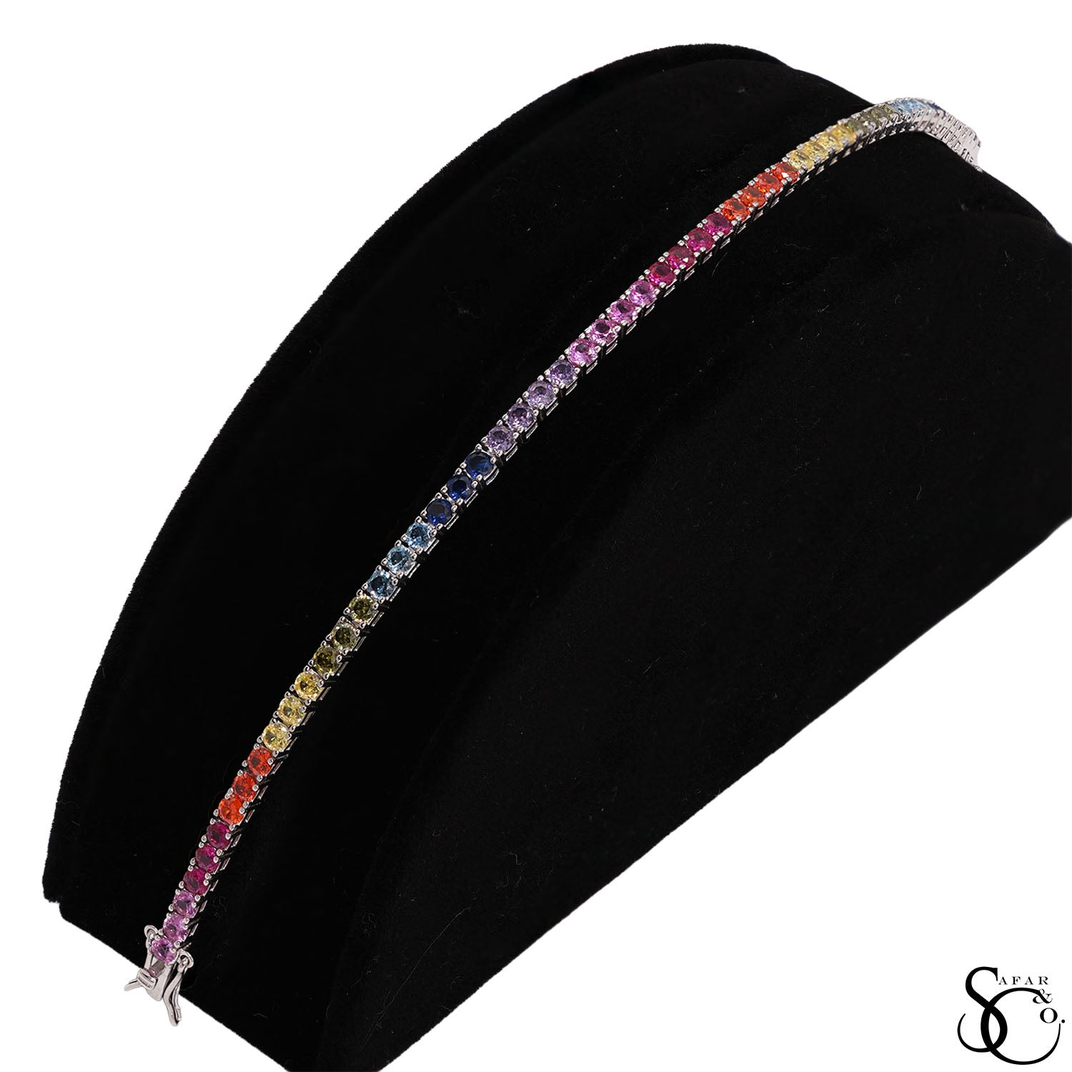 925 Sterling Silver Fancy Gemstone Tennis Bracelet