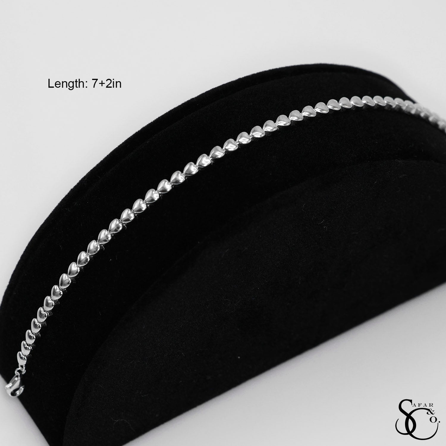 925 Sterling Silver Fancy Heart Bracelet