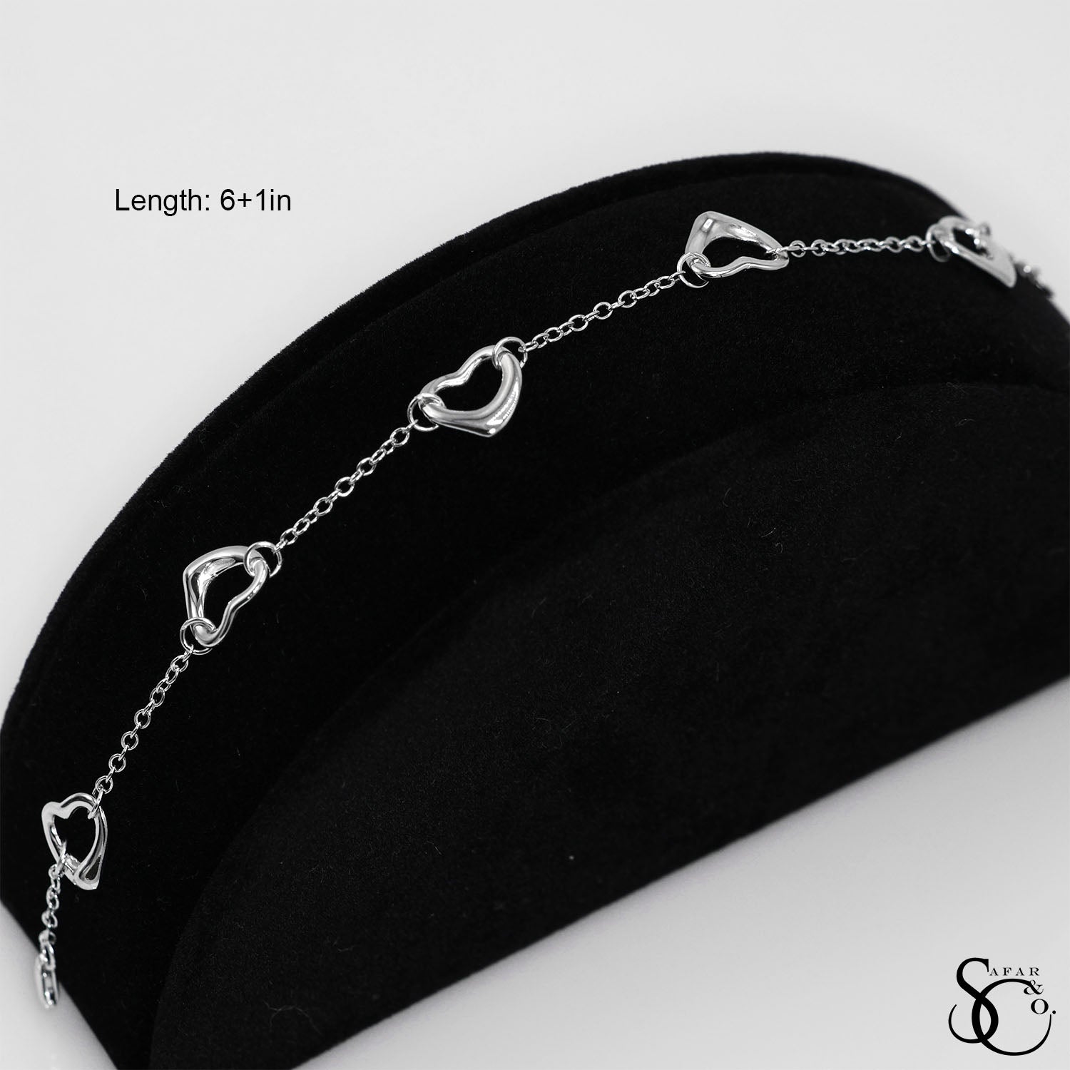 925 Sterling Silver Fancy Heart Bracelet