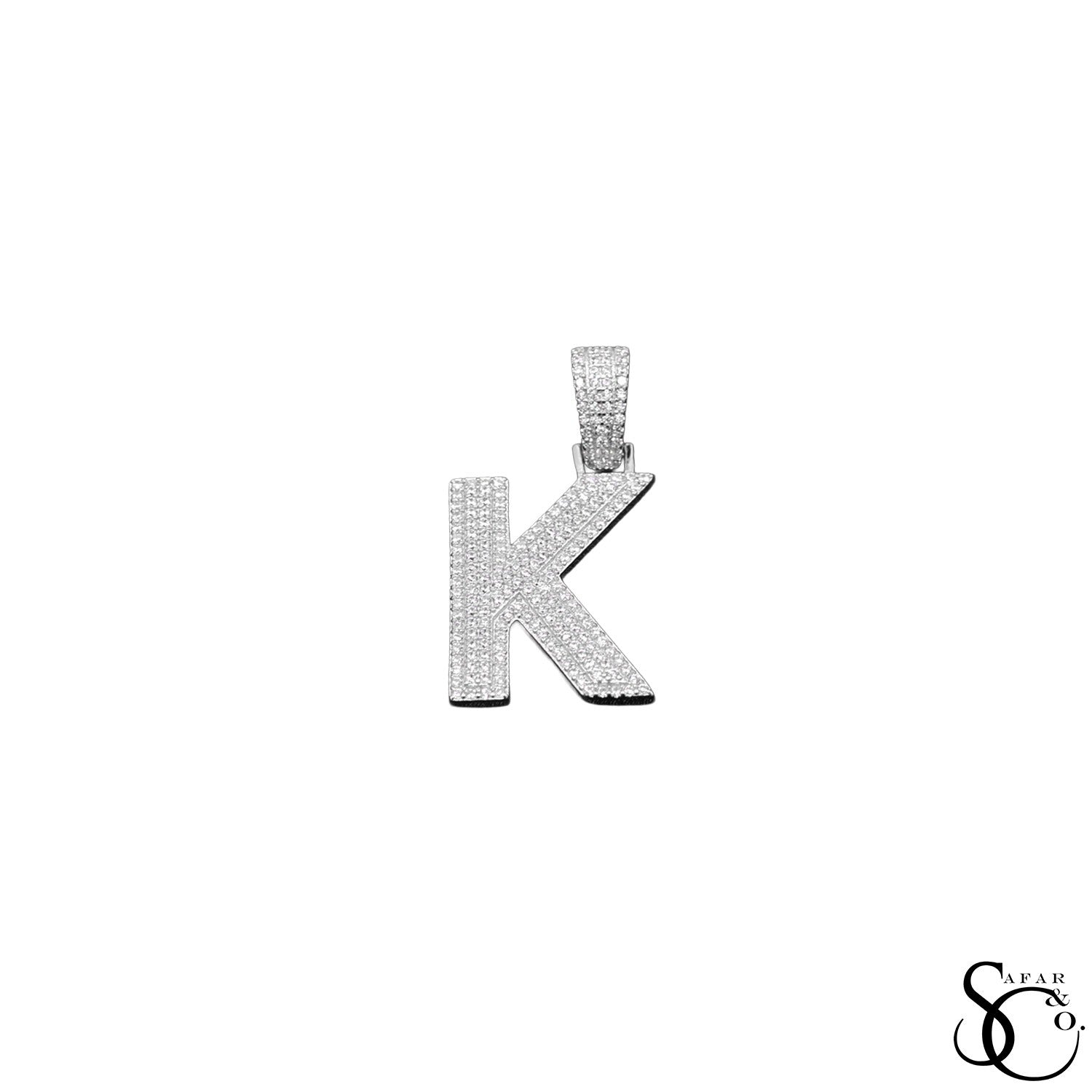 925 Sterling Silver Initial Letter Charm Pendant
