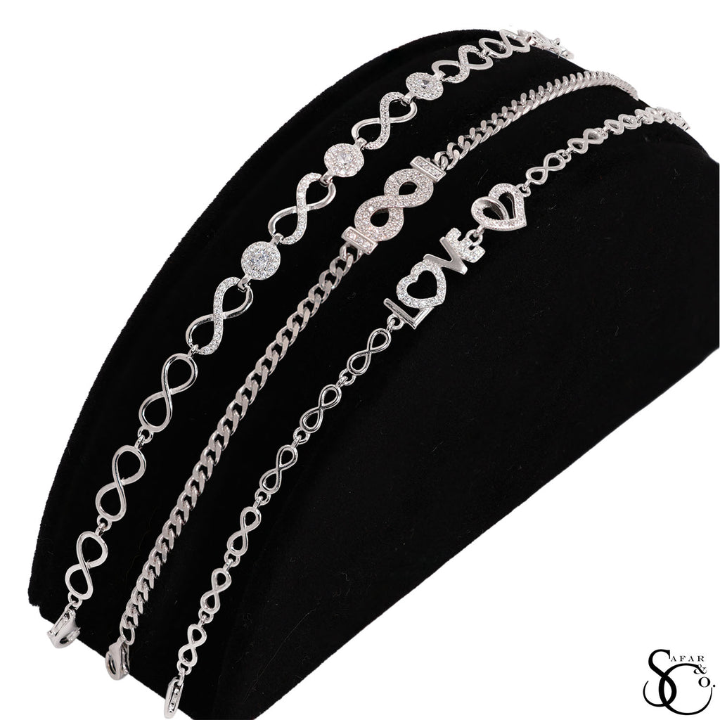 925 Sterling Silver Love Infinity Cubic Zirconia Bracelet