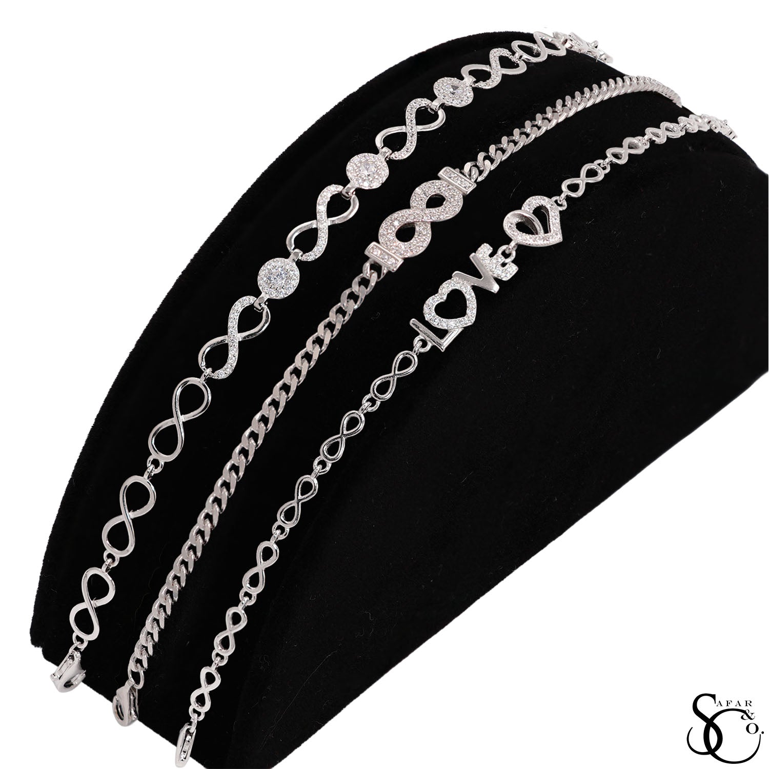 925 Sterling Silver Love Infinity Cubic Zirconia Bracelet