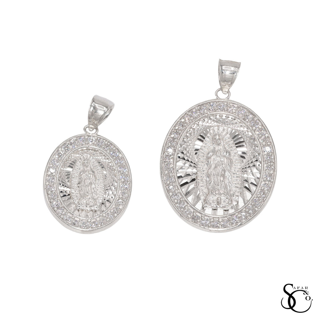 925 Sterling Silver Oval Our Lady of Guadalupe Virgin Mary Charm Pendant
