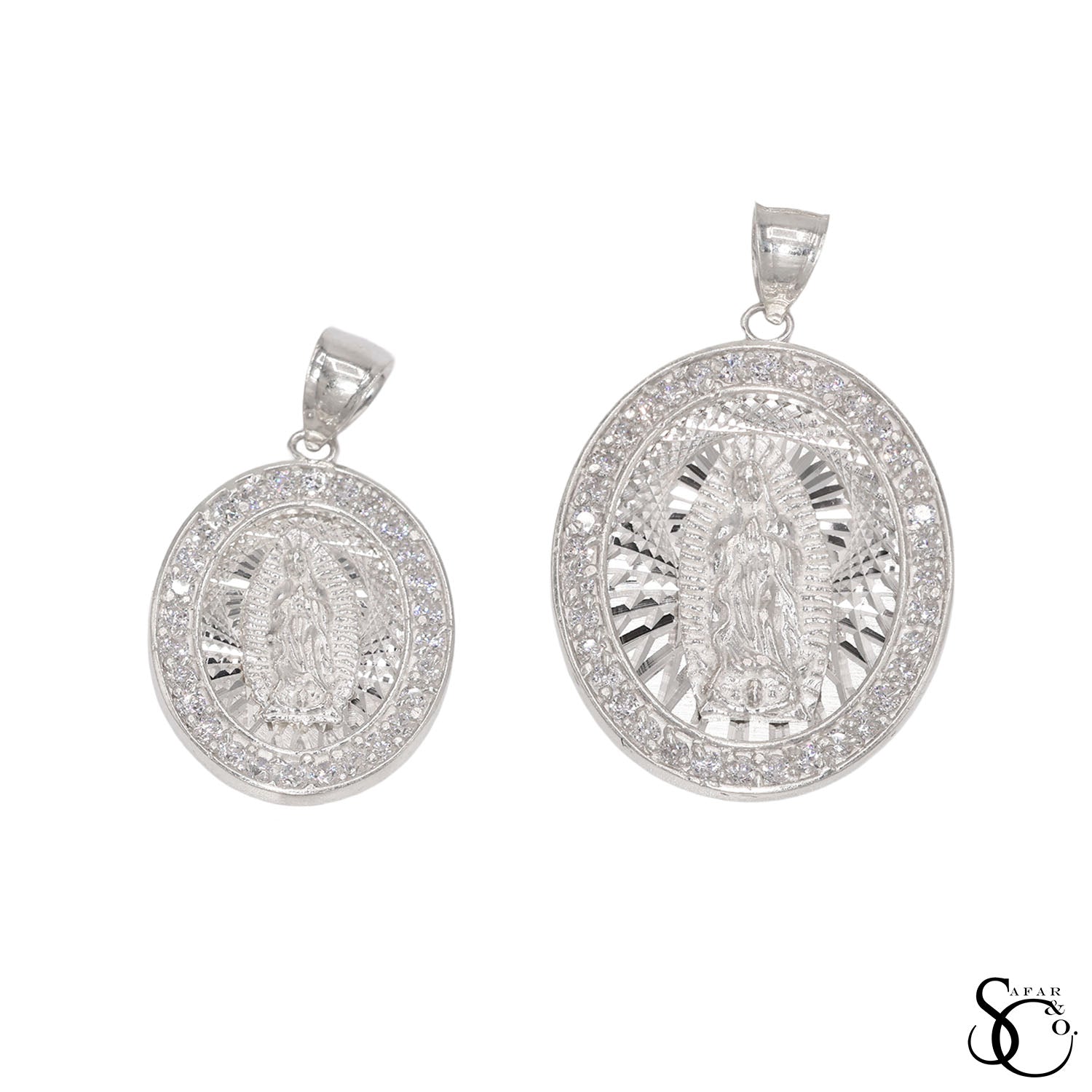 925 Sterling Silver Oval Our Lady of Guadalupe Virgin Mary Charm Pendant