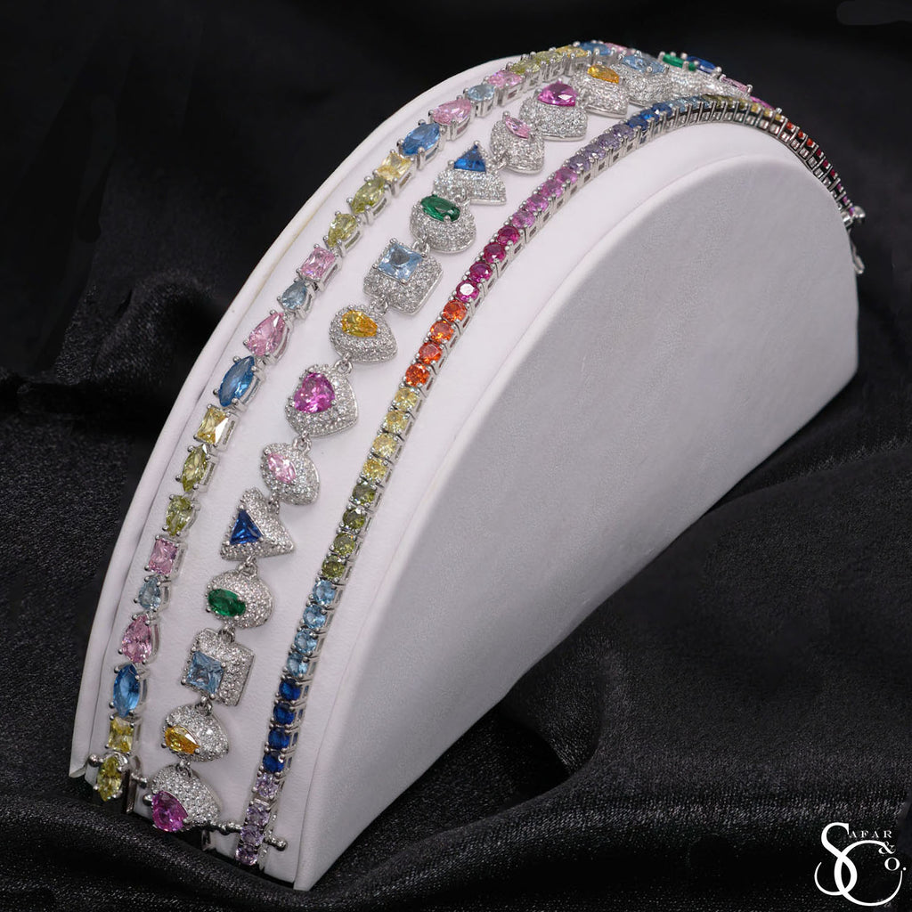 925 Sterling Silver Fancy Gemstone Bracelet