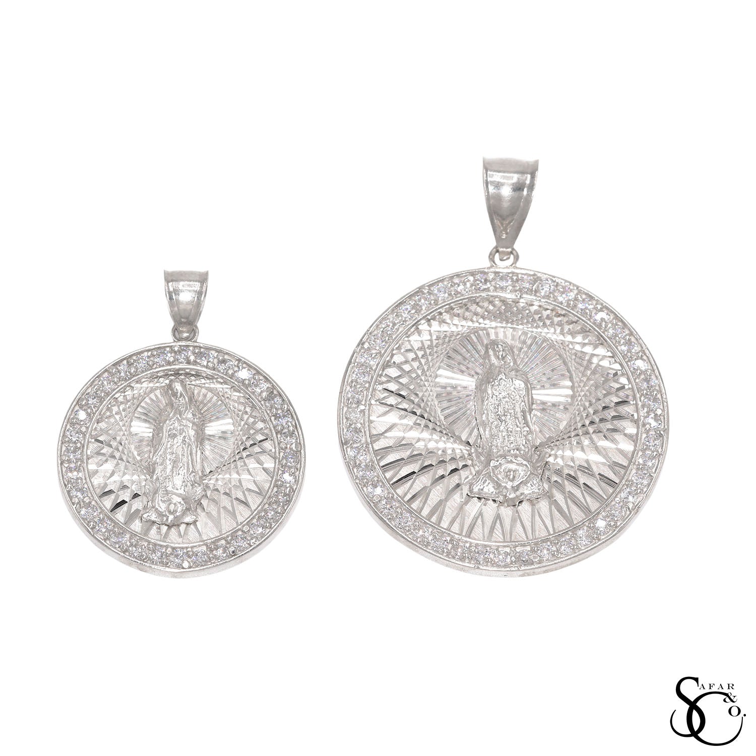 925 Sterling Silver Round Our Lady of Guadalupe Virgin Mary Charm Pendant