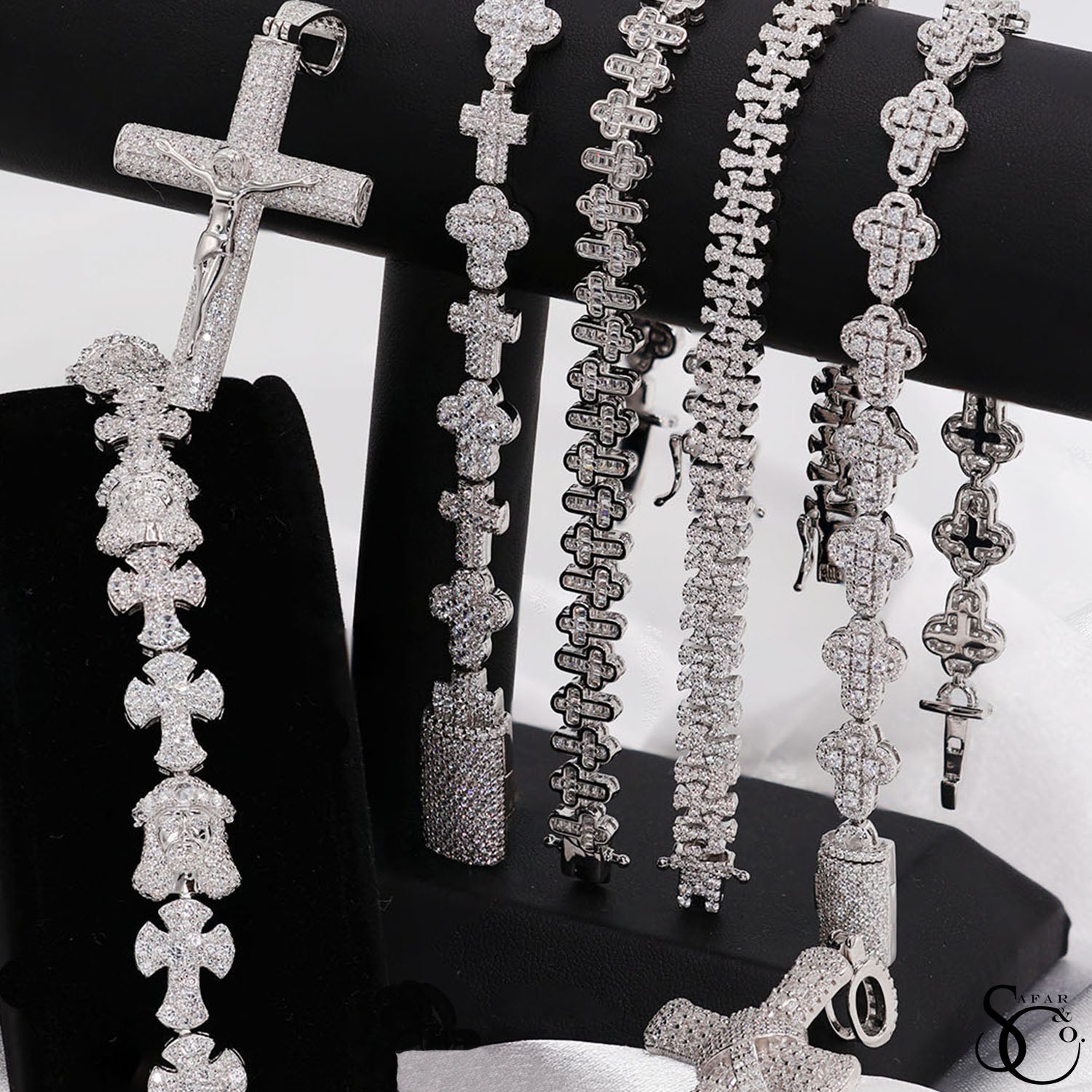 925 Sterling Silver Cross Jesus Crucifix Religious Bracelet