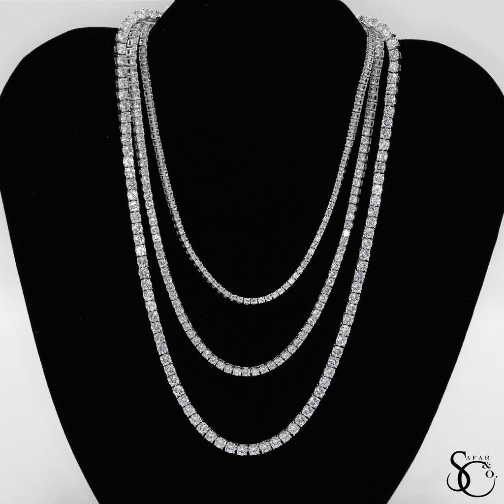 925 Sterling Silver 3.0mm Tennis Necklace 18 Inches