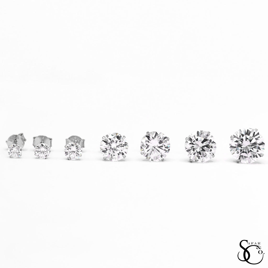 925 Sterling Silver Solitaire Round Stud Earrings
