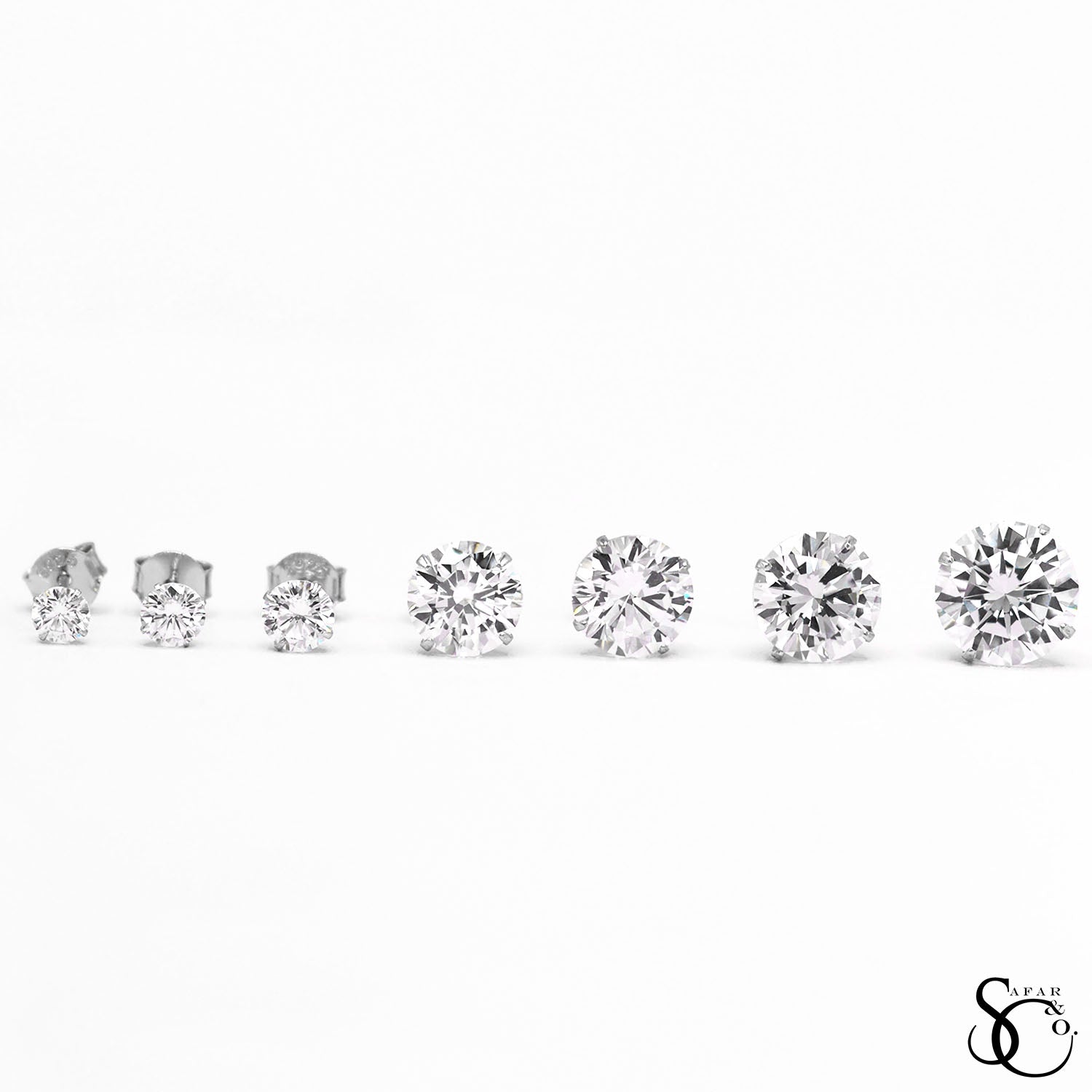 925 Sterling Silver Solitaire Round Stud Earrings