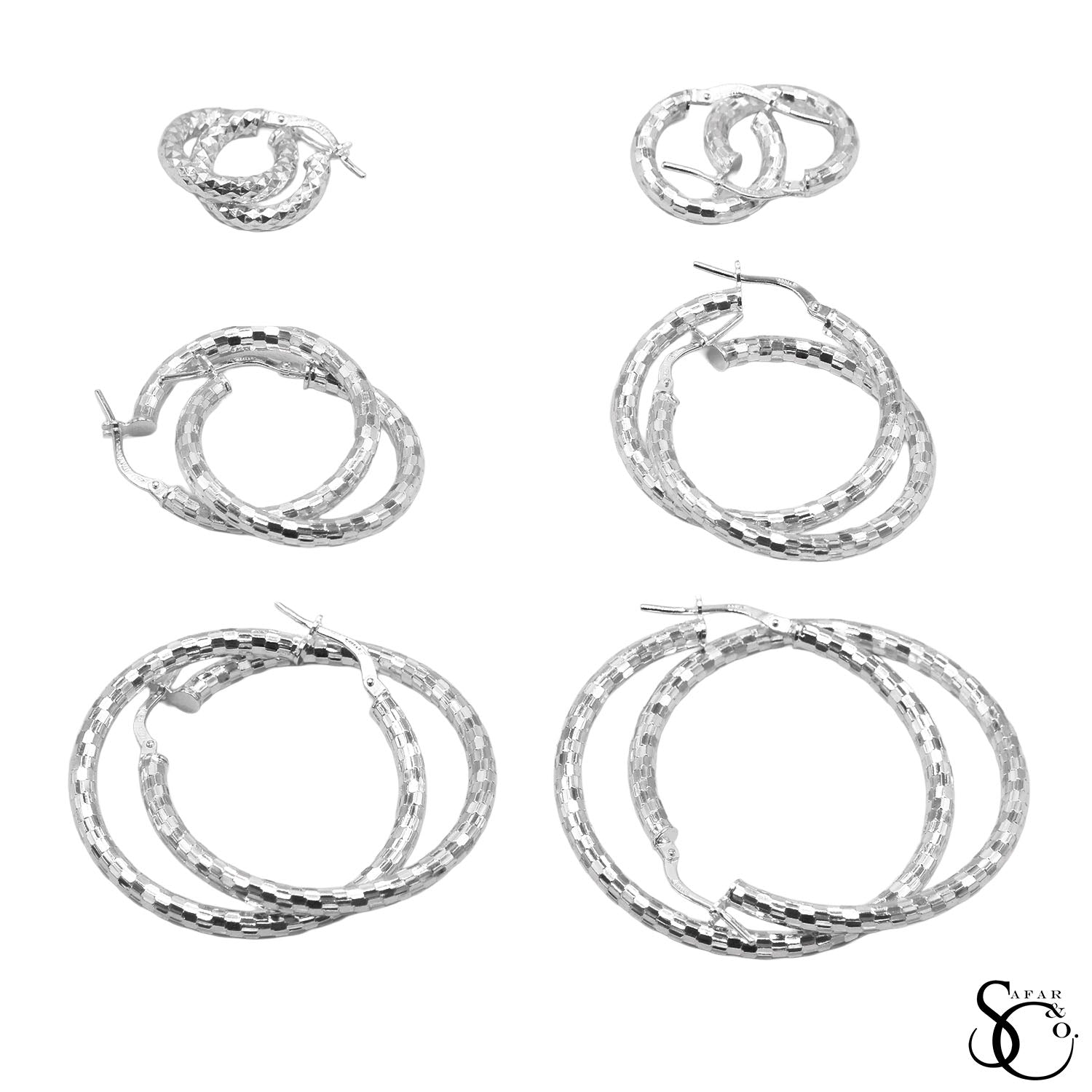925 Sterling Silver Pave Hinged Hoop Earrings