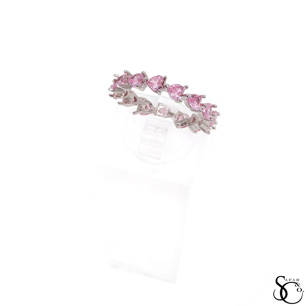 925 Sterling Silver Pink Heart Ring