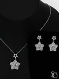 925 Sterling Silver Flower Necklace Earrings Set