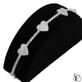 925 Sterling Silver Love Heart Iced Out Cubic Zirconia Tennis Bracelet