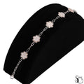 925 Sterling Silver Off White Paperclip Flower Bracelet
